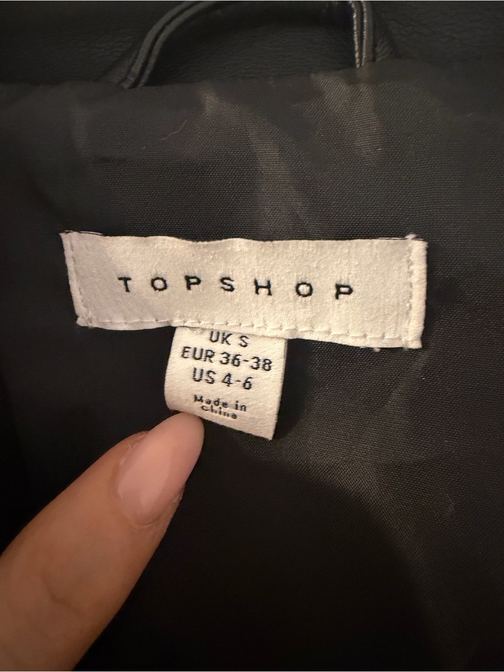 Topshop Black Leather Moto Jacket with Belt - Picture 7 of 9